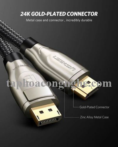 Ugreen 30121 3M Màu Đen Cáp 2 Đầu Displayport V1.2 cao cấp hỗ trợ 4K*2K 60GHz DP107 30030121